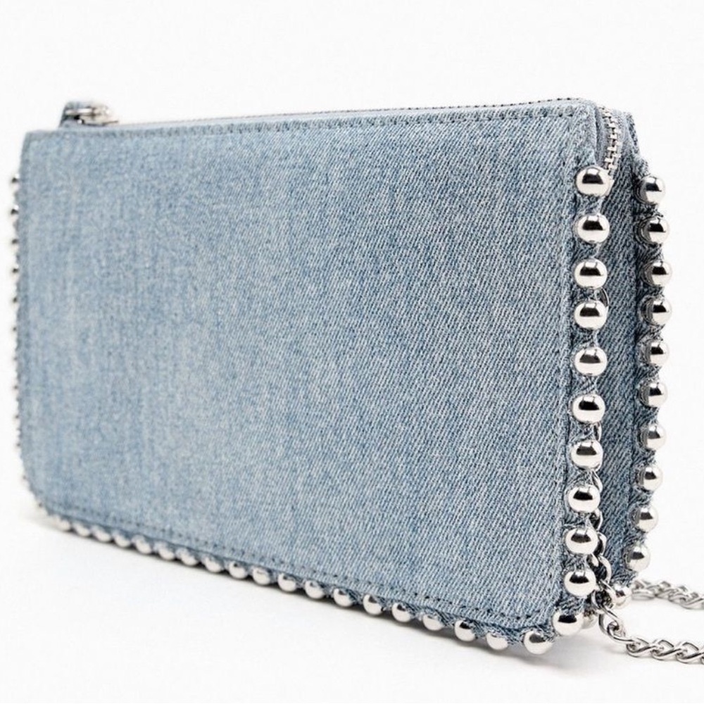 Zara Denim Chain Studded Crossbody